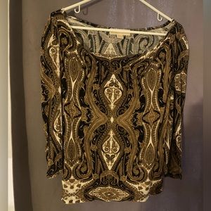 Michael Kors Womens Top sz S Brown Black Paisley